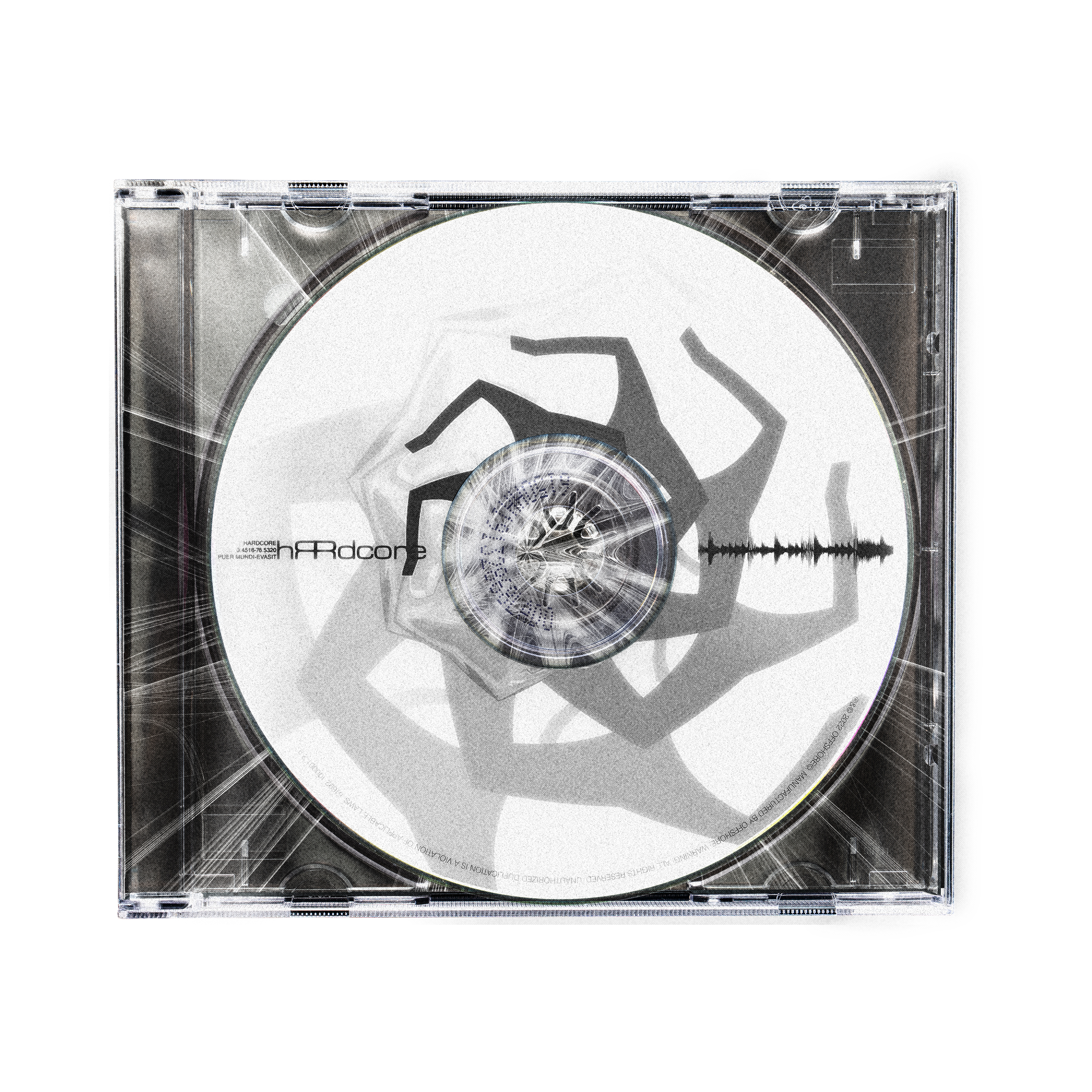white cd with black background inside clear case